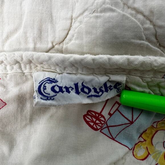 VTG Elephant Giraffe Circus Zoo Carldyke Quilted Baby Blanket Pink Blue - Picture 9 of 12